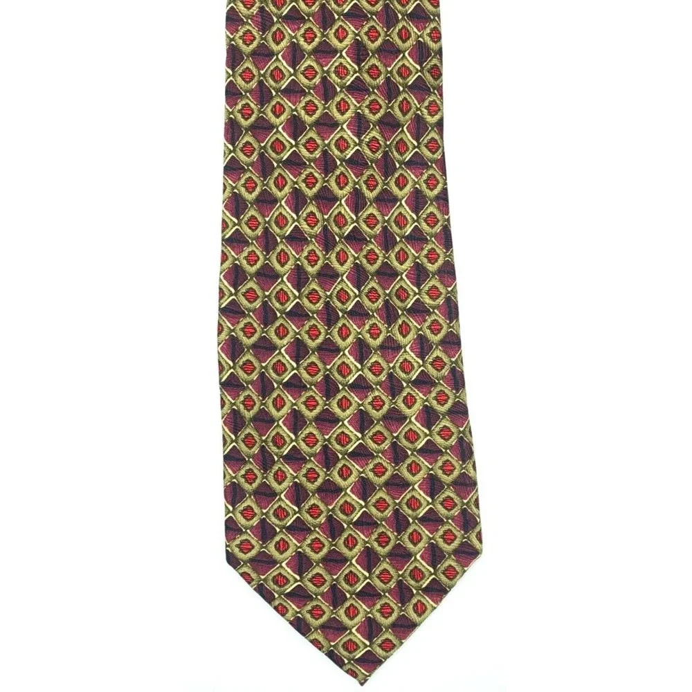 JERRY J GARCIA Tie Burgundy Purple Khaki Brown Red Black Silk Hand Made Necktie